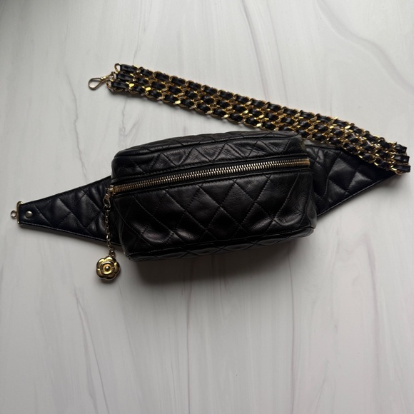 CHANEL Handbags - Vintage Chanel 90’s belt bag Fanny pack waist bag 24k gold plated hardware